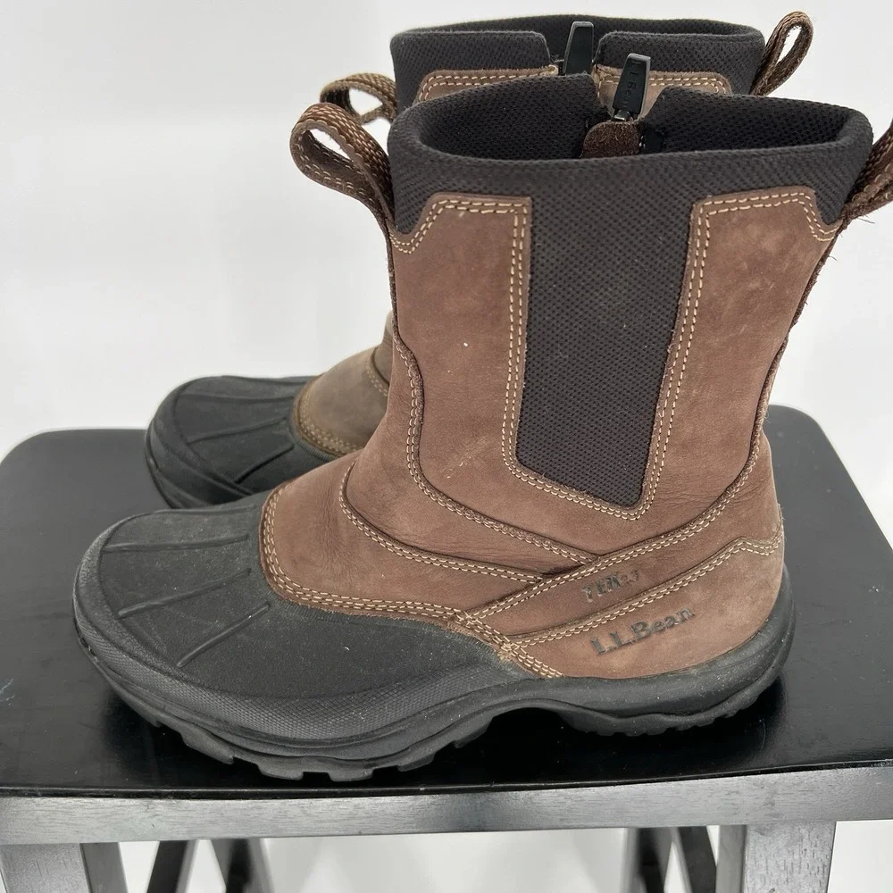 Brown LL Bean Mens Storm Chaser Boots‎ Side Zip TEK 2.5 Size 7 M